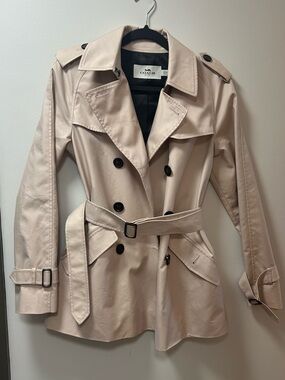 Coach Women's Dusty Pink Trench Coat with Belt